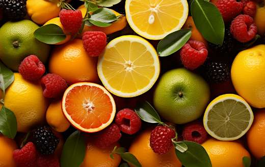 Healthy colorful kinds of fruits