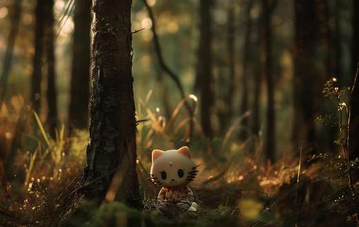 Hello kitty in the forest