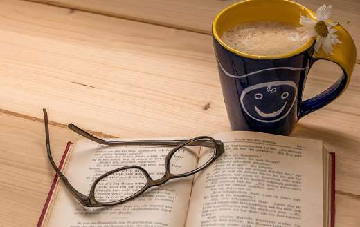 Morning coffee reading book