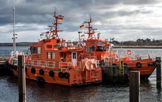 Orange pilot ship baltic