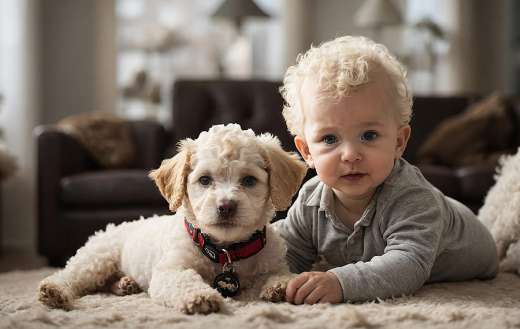 Puppy white and baby picture