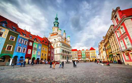 Town hall colorful building Poland