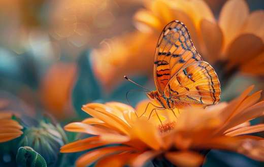 A beautiful butterfly resting on a vibrant flower