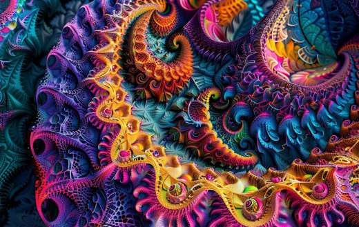 A complex colorful pattern of overlapping fractal
