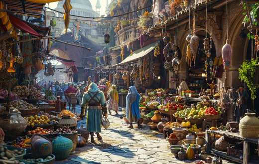A fantasy of a market scene