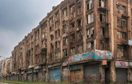Abandoned houses store building