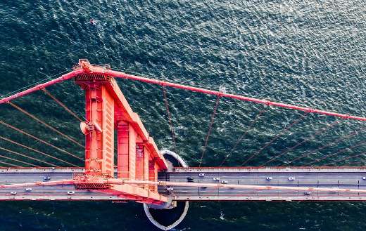 Bridge and cars up in the sky