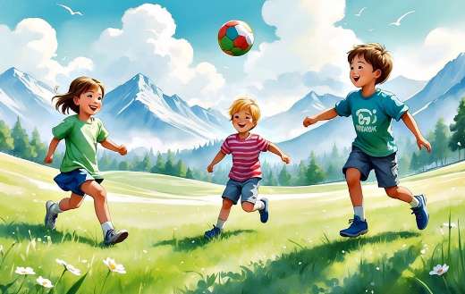 Children playing soccer