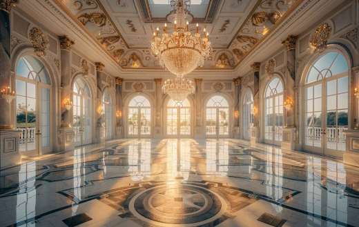 Grand ballroom with stanning chandelier