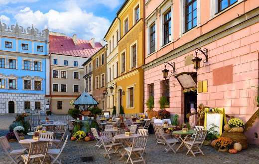Street cafe in Lublin Poland