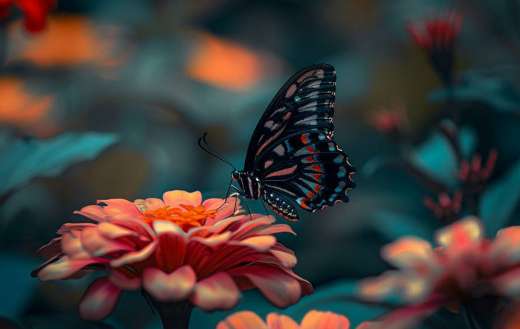 A beautiful butterfly resting on a vibrant flower
