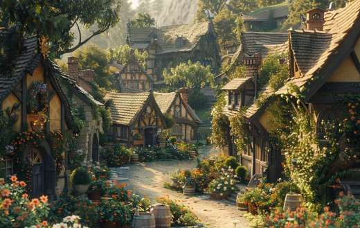 Beautiful village landscape fantasy