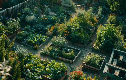 Community garden with various section