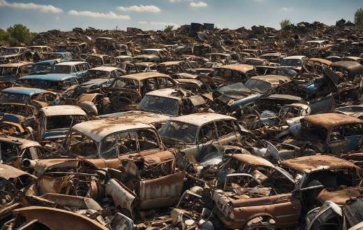 Old abandoned car junkyard