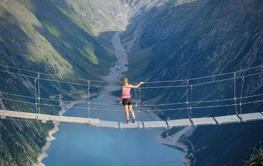 Suspension bridge in the mountain
