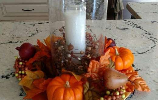 Autumn leaves pumpkins decoration