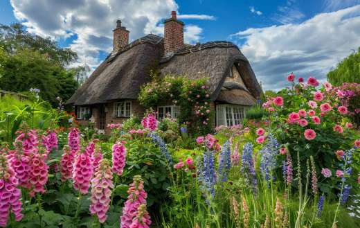 Beautiful garden with mix flowers