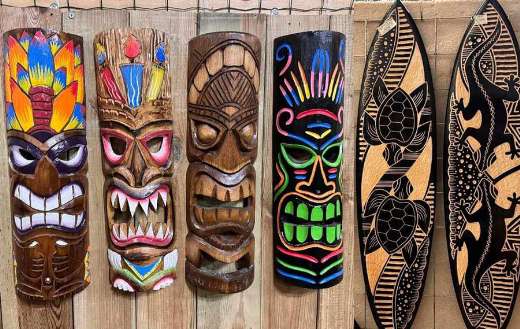 Handmade carved polynesian wall mask