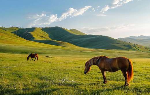 Horses grazing peacefully