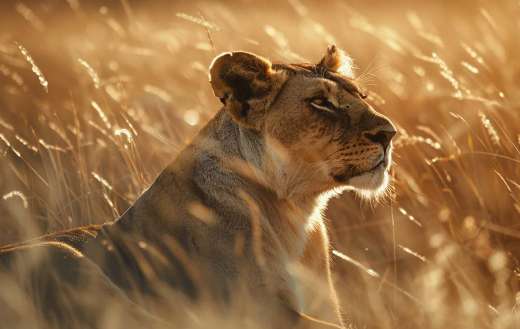 Huge lioness resting