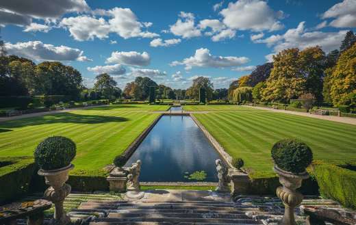 Huge pool in a park garden