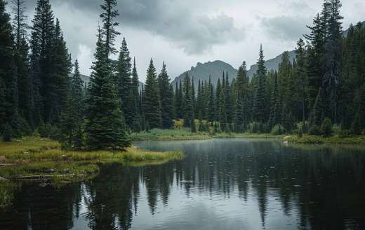 Lake surrounded with big trees