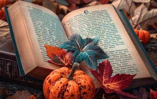 Open bible in a autumn vibe