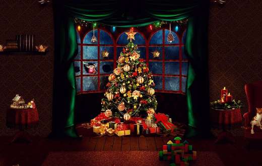Christmas tree and gifts around