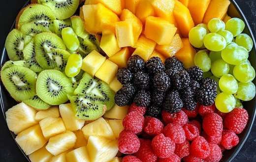Fresh sliced fruits variety