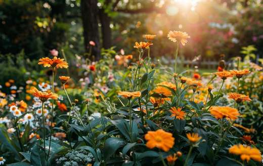 Garden bed full of daisies