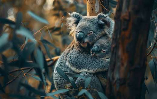Mother koala with her baby