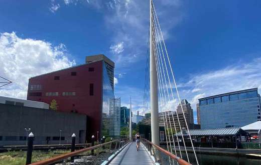Pedestrian bridge Inner harbor Baltimore Maryland