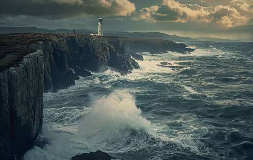 Rugged coastline with dramatic cliffs