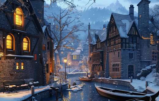 Winter peaceful evening