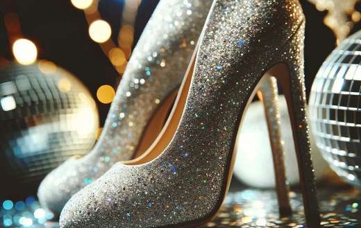 Glittered high heels shoes