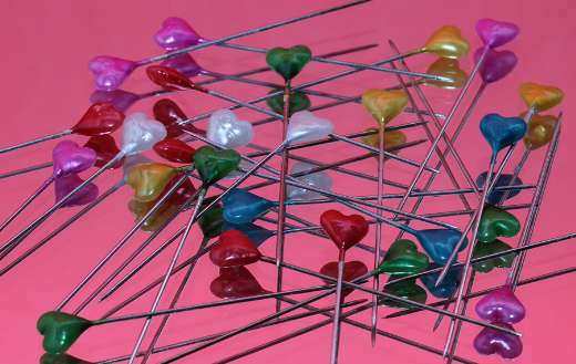 Heart shape pin multicolored