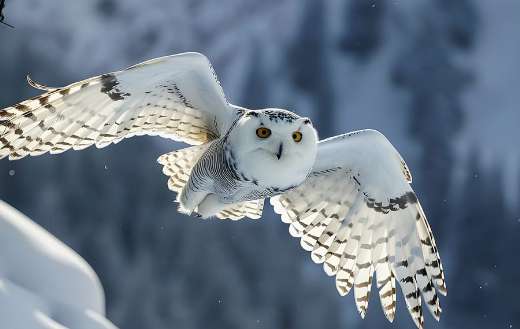 Snowy owl flying