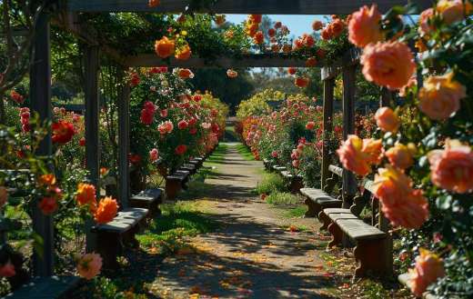 So beautiful rows of blooming rose