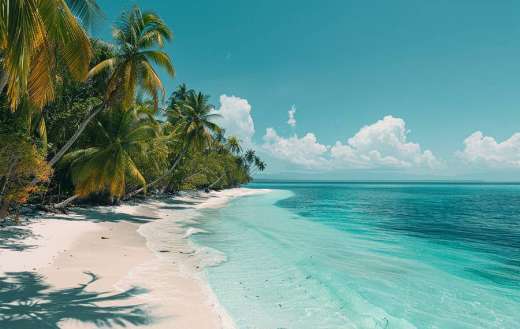 Tranquil beach with crystal clear water
