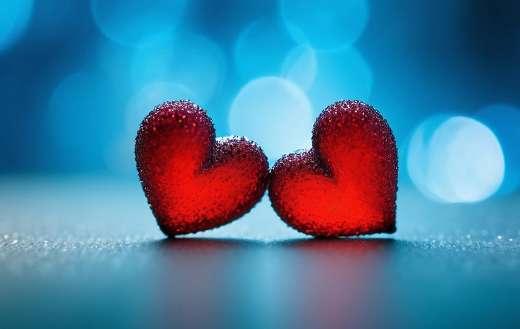 Two heart shape side by side love