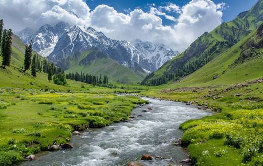 Valley with meandering lake
