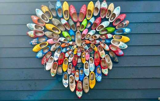 Wooden shoes in a heart shape