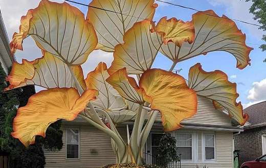 A kind of elephant ear plant in orange