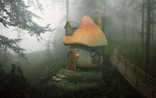 Fantasy mushroom house forest