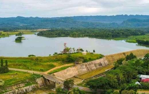 Aerial photo dam landscape