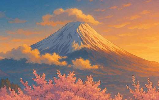 Anime style fuji in Japan