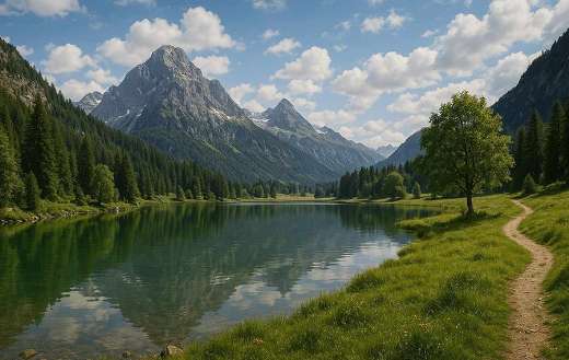Nature landscape with lake