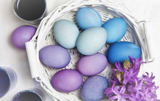 Purple and blue easter colors eggs