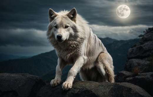 Wolf under the moon