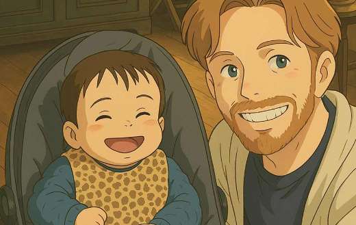Baby Tj and Papa anime